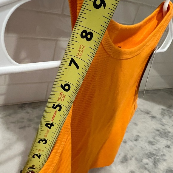 Orange Hick-Neck Cropped Razorback Tank Top - Picture 4 of 7